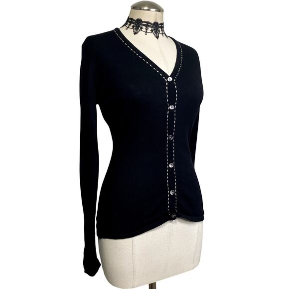 Karen Kane Merino Wool Gothic Emo Coquette Fitted GrungeCardigan Sweater- READ - Picture 2 of 15